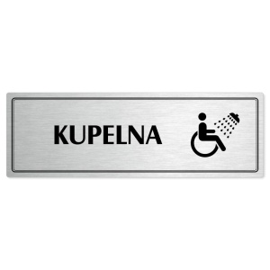 Koupelna, 200x66mm, stříbrná popiska s dvojtým rámečkem