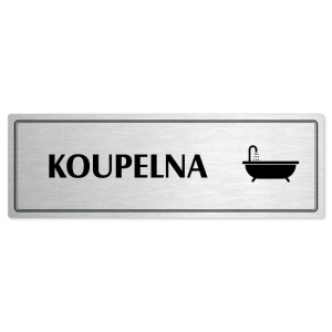 Koupelna, 200x66mm, stříbrná popiska s dvojtým rámečkem