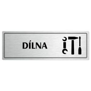 Dílna, 200x66mm, stříbrná popiska s dvojtým rámečkem