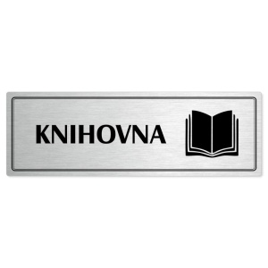 Knihovna, 200x66mm, stříbrná popiska s dvojtým rámečkem