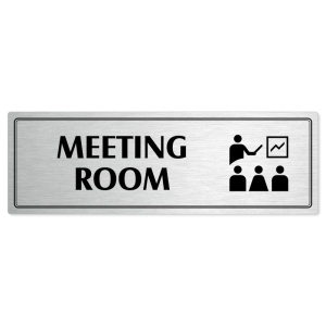 Meeting room, 240x79mm, stříbrná popiska s dvojtým rámečkem