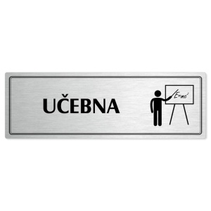 Učebna, 200x66mm, stříbrná popiska s dvojtým rámečkem