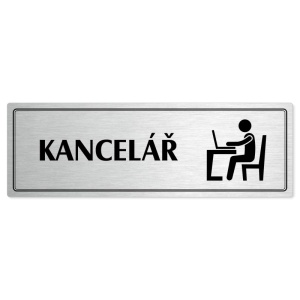 Kancelář, 200x66mm, stříbrná popiska s dvojtým rámečkem