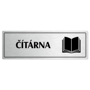 Čítárna, 200x66mm, stříbrná popiska s dvojtým rámečkem