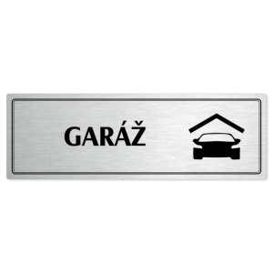 Garáž, 200x66mm, stříbrná popiska s dvojtým rámečkem