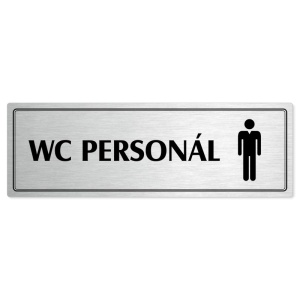 WC personál muži, 200x66mm, stříbrná popiska s dvojtým rámečkem