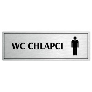 WC chlapci, 200x66mm, stříbrná popiska s dvojtým rámečkem