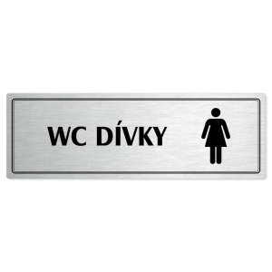 WC dívky, 200x66mm, stříbrná popiska s dvojtým rámečkem