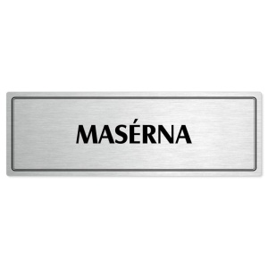 Masérna, 200x66mm, stříbrná popiska s dvojtým rámečkem