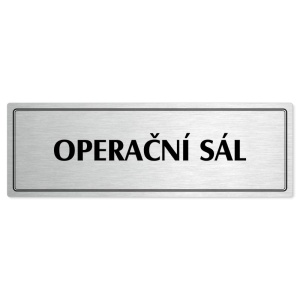 Operační sál, 200x66mm, stříbrná popiska s dvojtým rámečkem