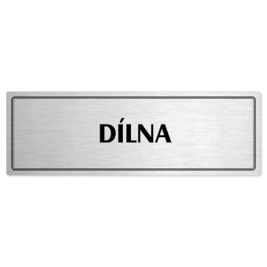 Dílna, 200x66mm, stříbrná popiska s dvojtým rámečkem