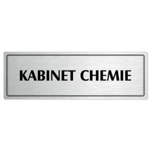 Kabinet chemie, 200x66mm, stříbrná popiska s dvojtým rámečkem