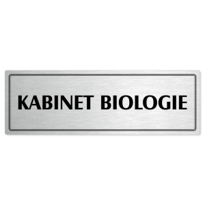 Kabinet biologie, 240x79mm, stříbrná popiska s dvojtým rámečkem