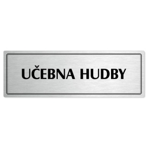 Učebna hudby, 200x66mm, stříbrná popiska s dvojtým rámečkem