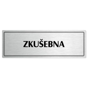 Zkušebna, 200x66mm, stříbrná popiska s dvojtým rámečkem