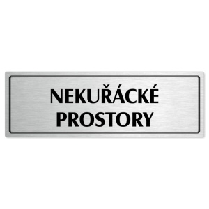 Nekuřácké prostory, 200x66mm, stříbrná popiska s dvojtým rámečkem