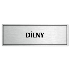 Dílny, 200x66mm, stříbrná popiska s dvojtým rámečkem