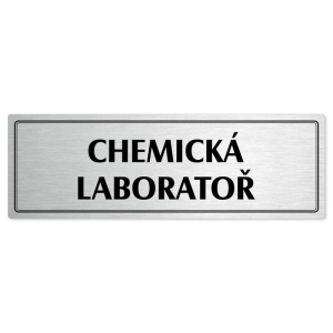 Chemická laboratoř, 200x66mm, stříbrná popiska s dvojtým rámečkem