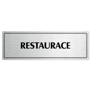 Restaurace, 200x66mm, stříbrná popiska s dvojtým rámečkem