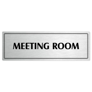 Meeting room, 200x66mm, stříbrná popiska s dvojtým rámečkem