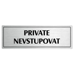 Private, 240x79mm, stříbrná popiska s dvojtým rámečkem
