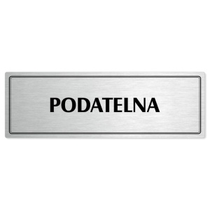Podatelna, 200x66mm, stříbrná popiska s dvojtým rámečkem