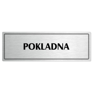 Pokladna, 200x66mm, stříbrná popiska s dvojtým rámečkem