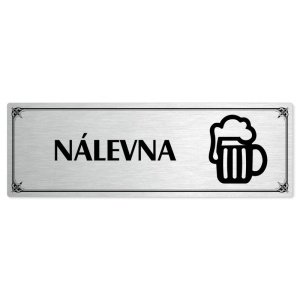 Nálevna, 240x79mm, stříbrná popiska s okrasným rámečkem  