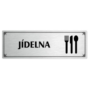 Jídelna, 240x79mm, stříbrná popiska s okrasným rámečkem  