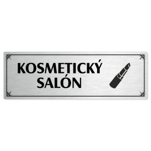 Kosmetický salón, 240x79mm, stříbrná popiska s okrasným rámečkem  