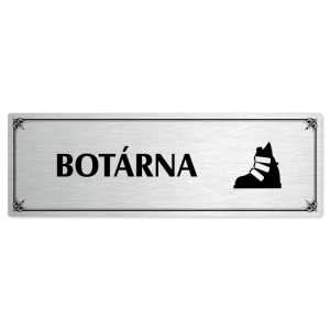 Botárna, 200x66mm, stříbrná popiska s okrasným rámečkem