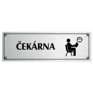 Čekárna, 200x66mm, stříbrná popiska s okrasným rámečkem  