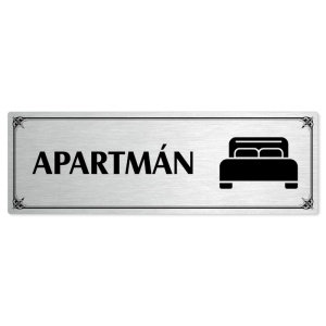 Apartmán, 200x66mm, stříbrná popiska s okrasným rámečkem  