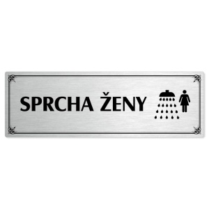 Sprcha ženy, 200x66mm, stříbrná popiska s okrasným rámečkem  
