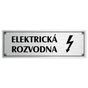 Elektrická rozvodna, 200x66mm, stříbrná popiska s okrasným rámečkem  