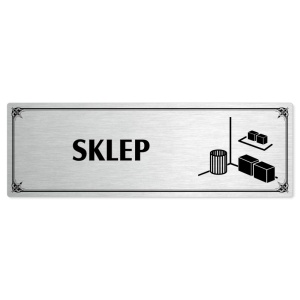 Sklep, 200x66mm, stříbrná popiska s okrasným rámečkem  