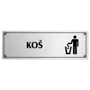 Koš, 200x66mm, stříbrná popiska s okrasným rámečkem  