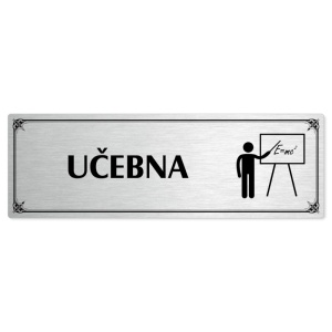 Učebna, 200x66mm, stříbrná popiska s okrasným rámečkem  