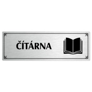 Čítárna, 200x66mm, stříbrná popiska s okrasným rámečkem  