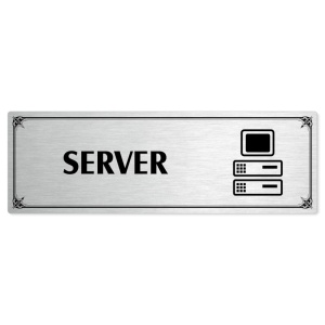 Server, 200x66mm, stříbrná popiska s okrasným rámečkem  