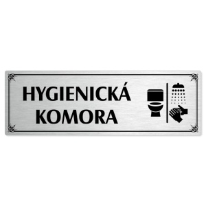 Hygienická komora, 200x66mm, stříbrná popiska s okrasným rámečkem  