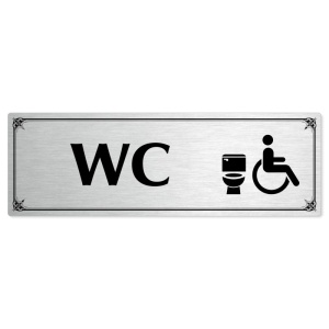 WC invalida, 200x66mm, stříbrná popiska s okrasným rámečkem