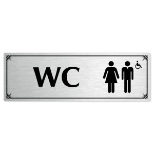 WC společné invalida, 200x66mm, stříbrná popiska s okrasným rámečkem  