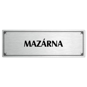 Mazárna, 200x66mm, stříbrná popiska s okrasným rámečkem  