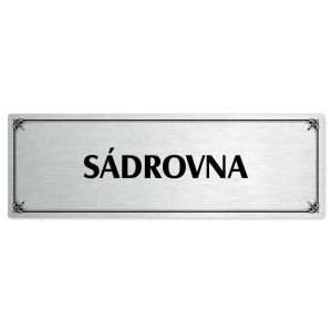 Sádrovna, 200x66mm, stříbrná popiska s okrasným rámečkem  