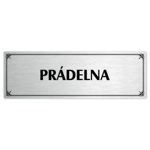 Prádelna, 200x66mm, stříbrná popiska s okrasným rámečkem  