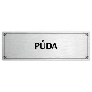 Půda, 200x66mm, stříbrná popiska s okrasným rámečkem  