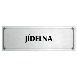 Jídelna, 200x66mm, stříbrná popiska s okrasným rámečkem  