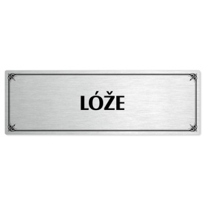 Lóže, 200x66mm, stříbrná popiska s okrasným rámečkem  