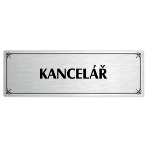 Kancelář, 240x79mm, stříbrná popiska s okrasným rámečkem  